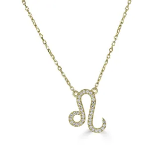 14KT GOLD 0.12 CARAT ROUND DIAMOND LEO NECKLACE- 2 COLORS