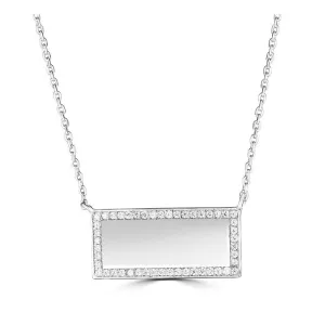 14KT GOLD .15 CTW DIAMOND RECTANGULAR BAR NECKLACE