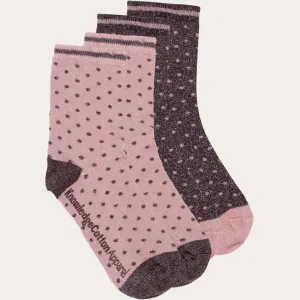 2 pack Lurex glitter dot socks - Brown