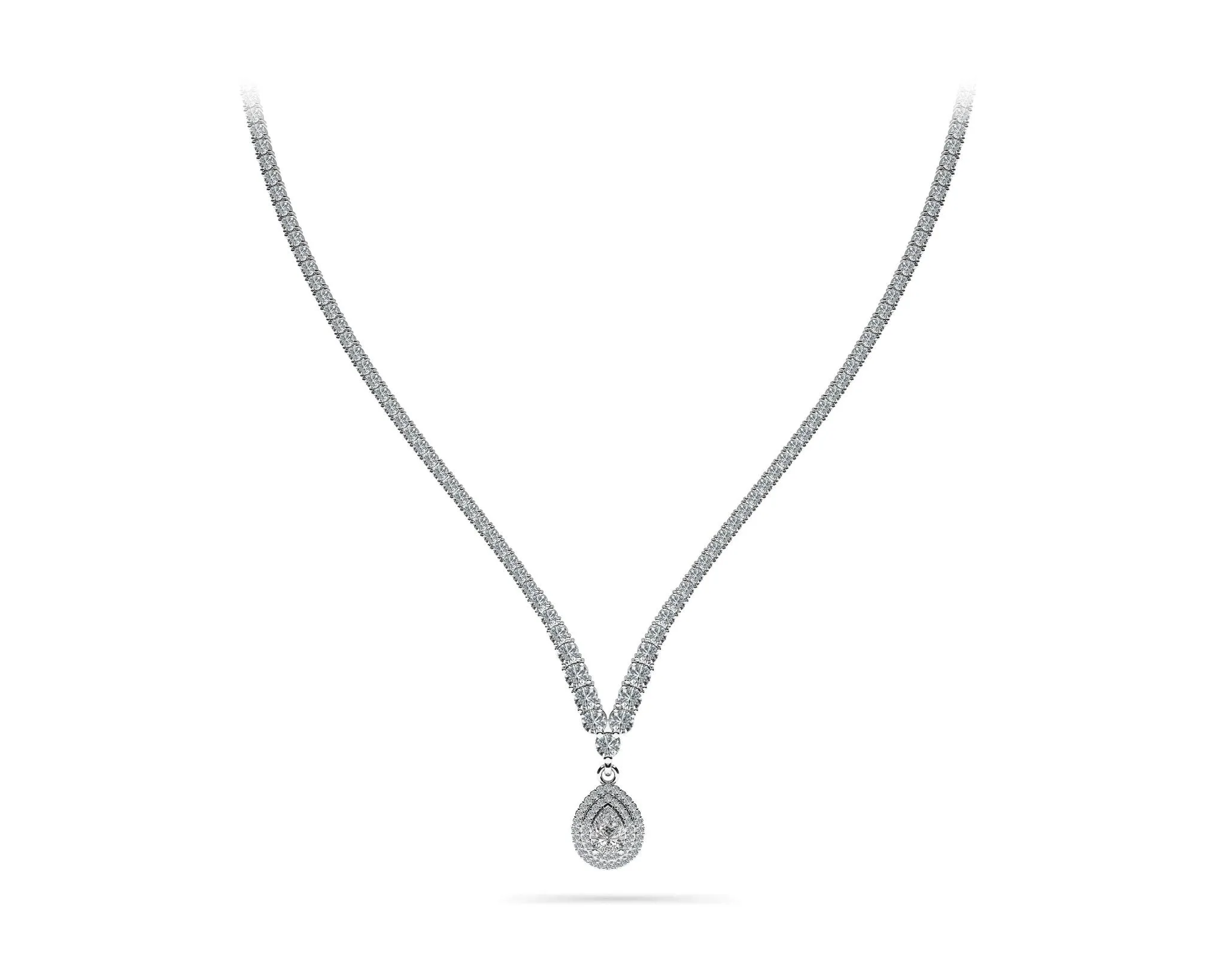 4 Prong Graduated V Diamond Lab-Grown Diamond Necklace with 9.08 ct.(finished)