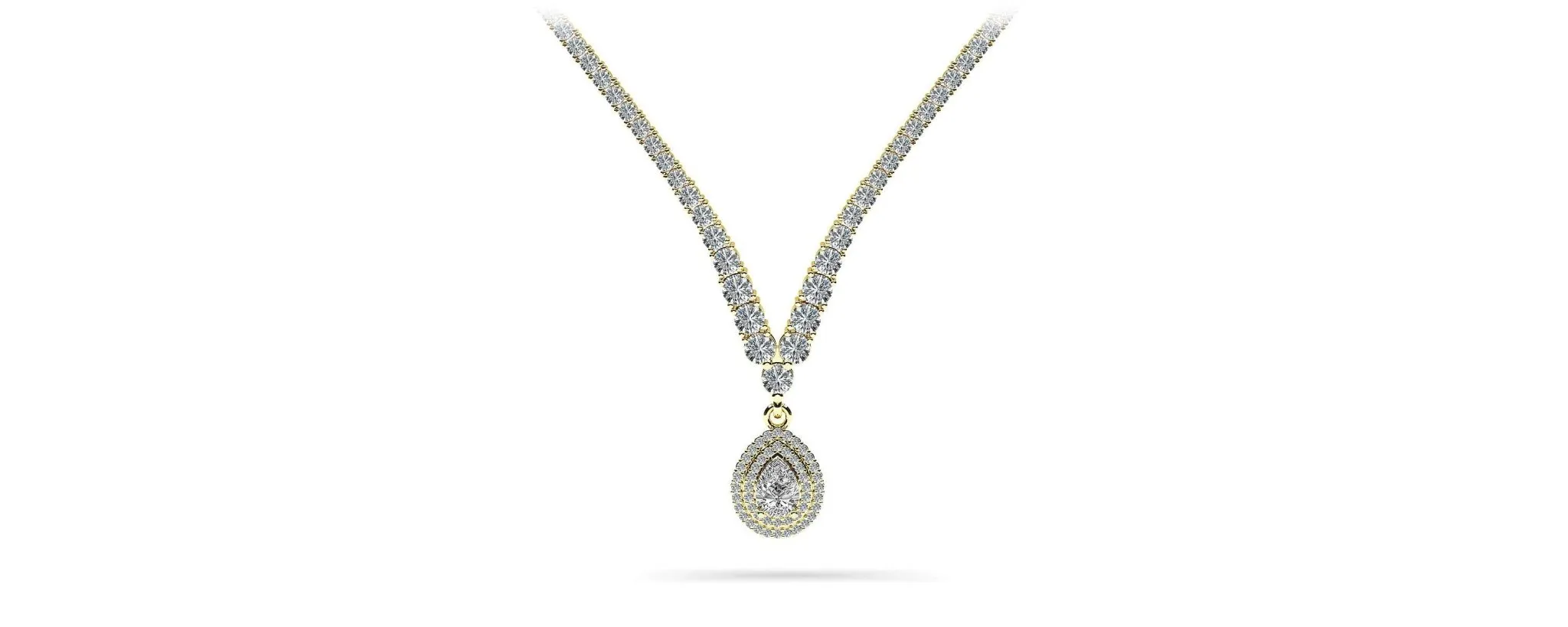 4 Prong Graduated V Diamond Lab-Grown Diamond Necklace with 9.08 ct.(finished)