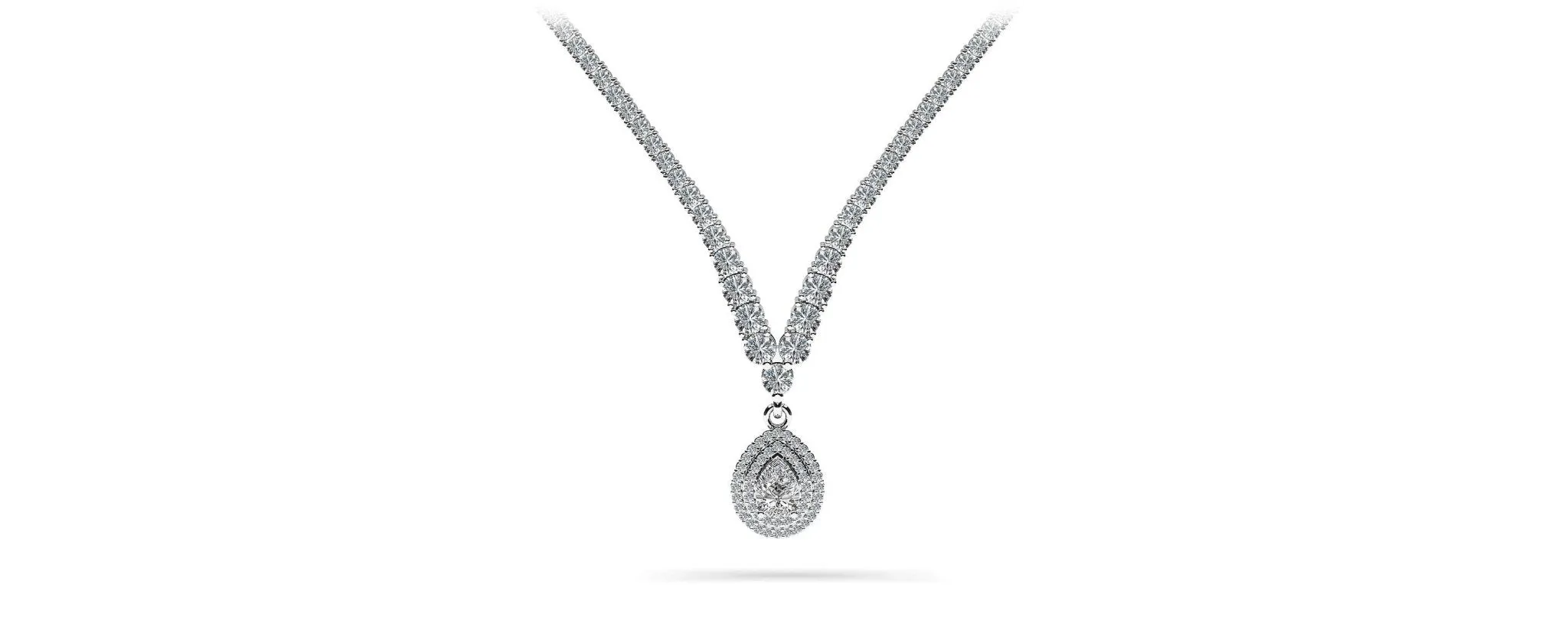 4 Prong Graduated V Diamond Lab-Grown Diamond Necklace with 9.08 ct.(finished)