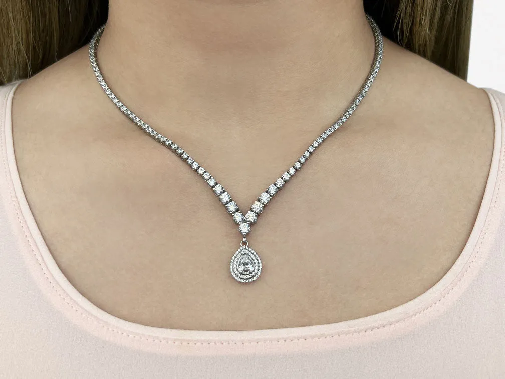 4 Prong Graduated V Diamond Lab-Grown Diamond Necklace with 9.08 ct.(finished)