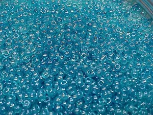 Aqua Blue Transparent Lustre Round Rocaille Glass Seed Beads