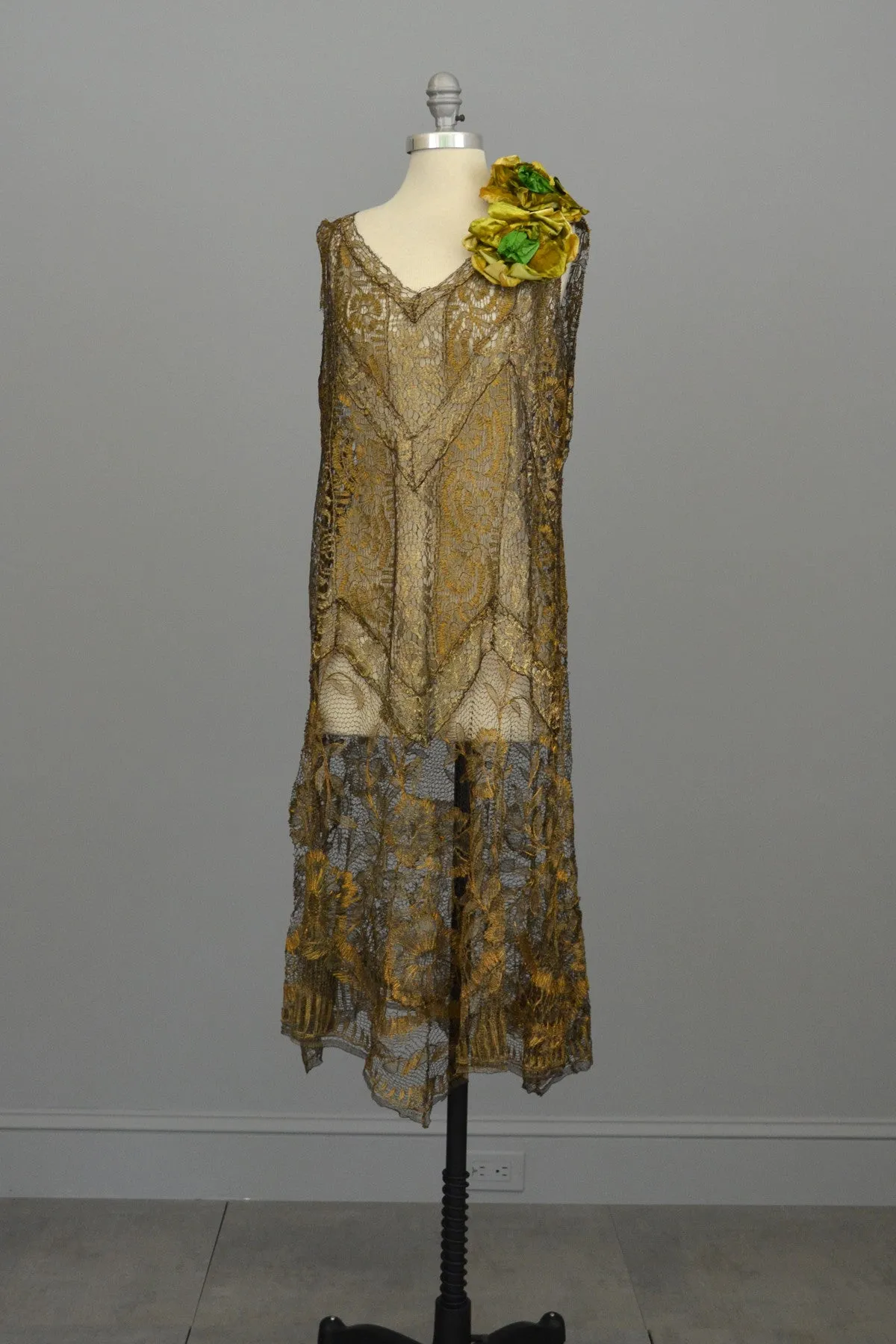 Layaway 1920s Spun Gold Lace Vintage Flapper Dress