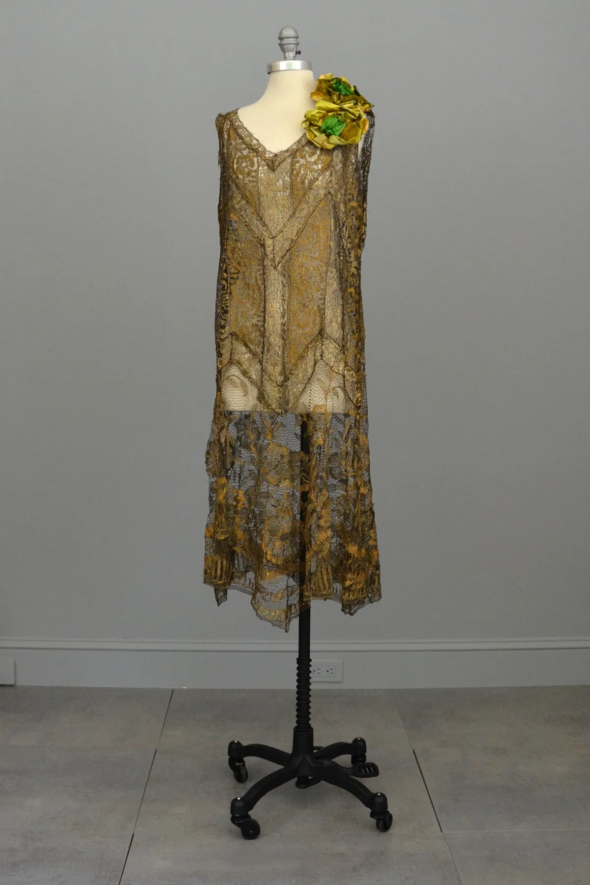 Layaway 1920s Spun Gold Lace Vintage Flapper Dress