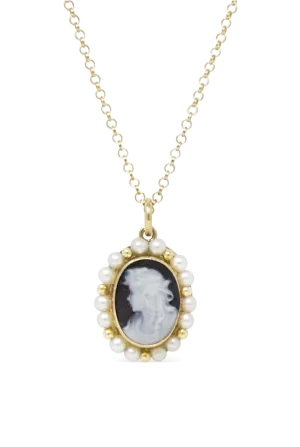 Little Lovelies Black Cameo Pearly Necklace