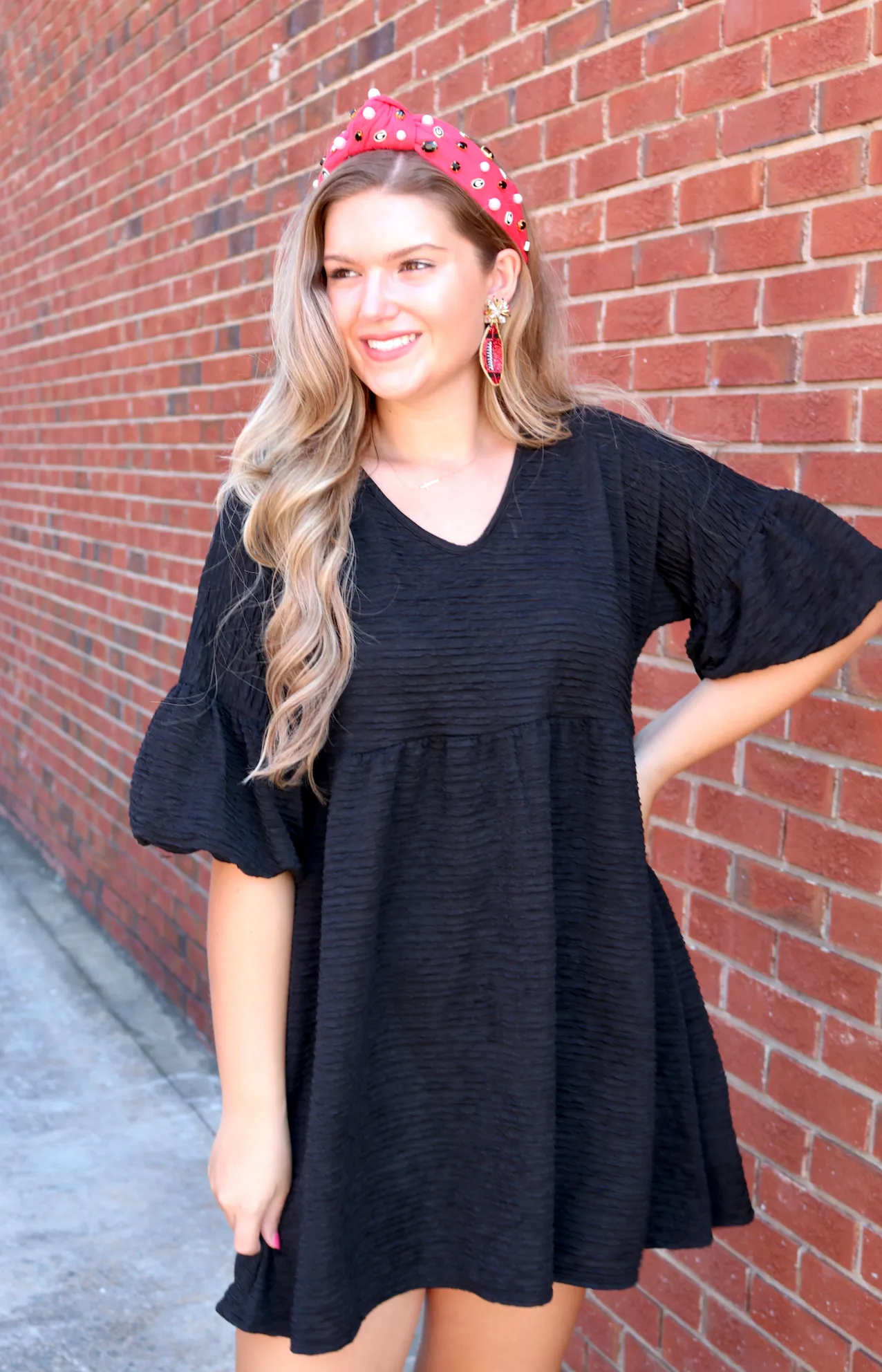 Mary Flare Sleeve Dress | Black